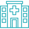 symbol welches ein Krankenhaus darstellt Gebäude mit Kreuz