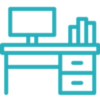 symbol für eine Verwaltung/Büro Schreibtisch mit einem Monitor