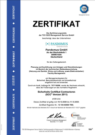 Zertifikat Planung und Ausführung von Anlagen und Dienstleistungen im Bereich der technischen Gebäudeausrüstung (Heizung und Sanitär, Klima und Lüftung, sowie Elektroarbeiten) Facility Management