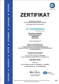 Zertigikat Planung und Ausführung von Anlagen und Dienstleistungen im Bereich der technischen Gebäudeausrüstung (Heizung und Sanitär, Klima und Lüftung, sowie Elektroarbeiten) Facility Management