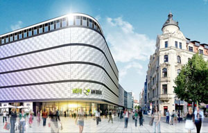 modernes Einkaufzentrum, Höfe am Brühl, Neubau, Pandomus Facility Management und technische Gebäudeausrüstung, Shoppingcenter, Innenstadt